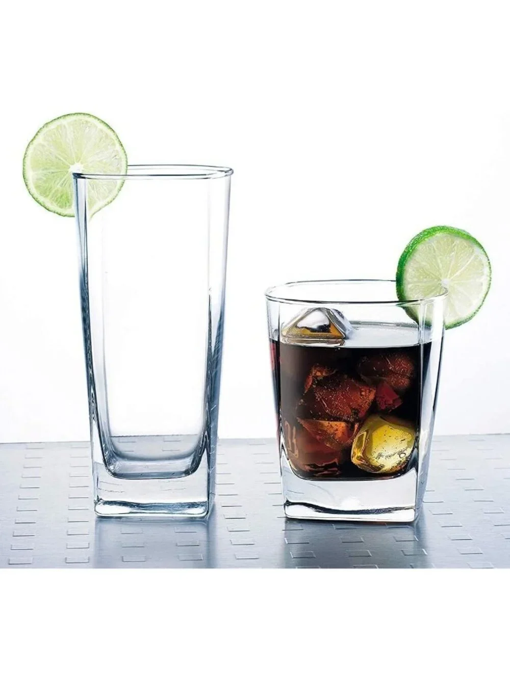 Set of 16 Square Drinking Glasses - Stylish Kitchen Drinkware for Everyday Use